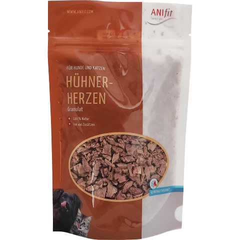 Hund Katze Nahrungsergänzungen Snacks Hühnerherzen-Granulat 50g 1 Stück -1- Anifit